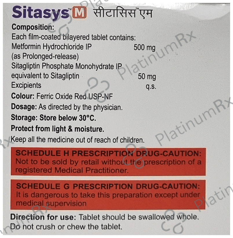 Sitasys M 50/500mg Tablet 10s