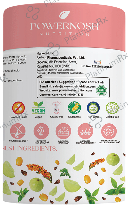 PowerNosh Nutrition Advanced Hair Gummies Strawberry 30 gummies