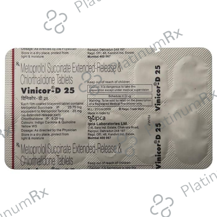 Vinicor D 6.25/25mg Tablet ER 10s