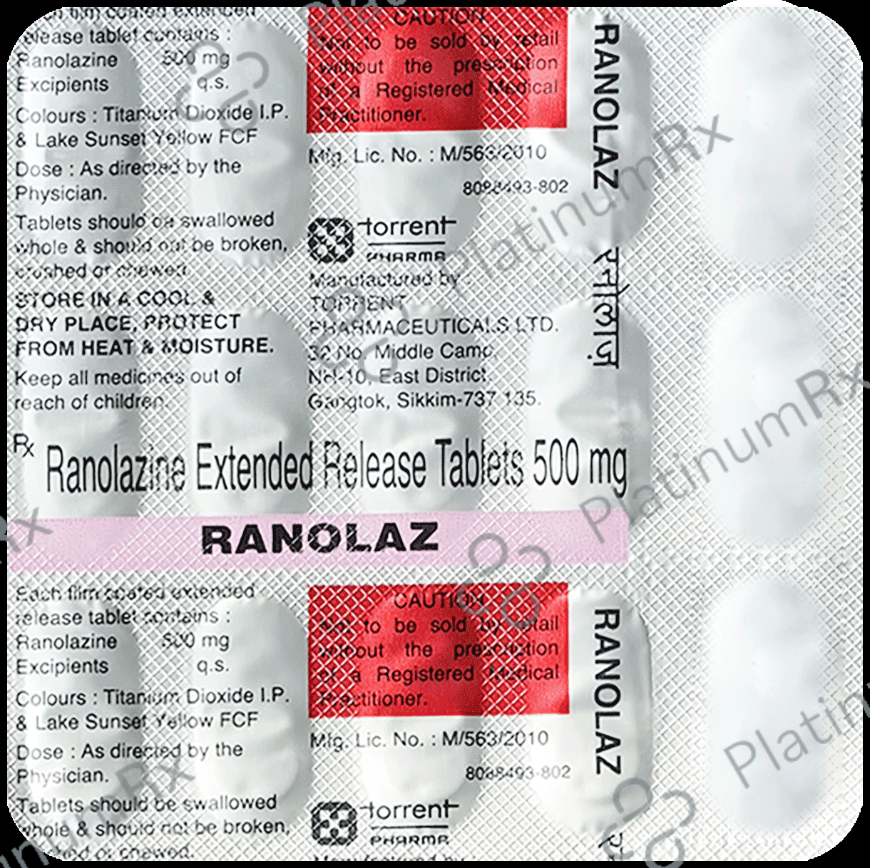 Ranolaz 500mg Tablet ER 15s