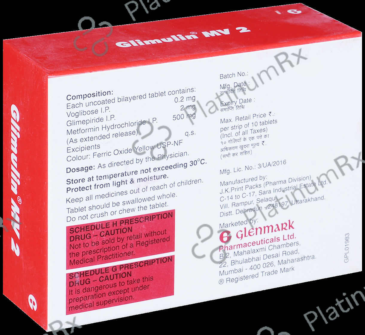 Glimulin MV 2/500/0.2mg Tablet ER 10s