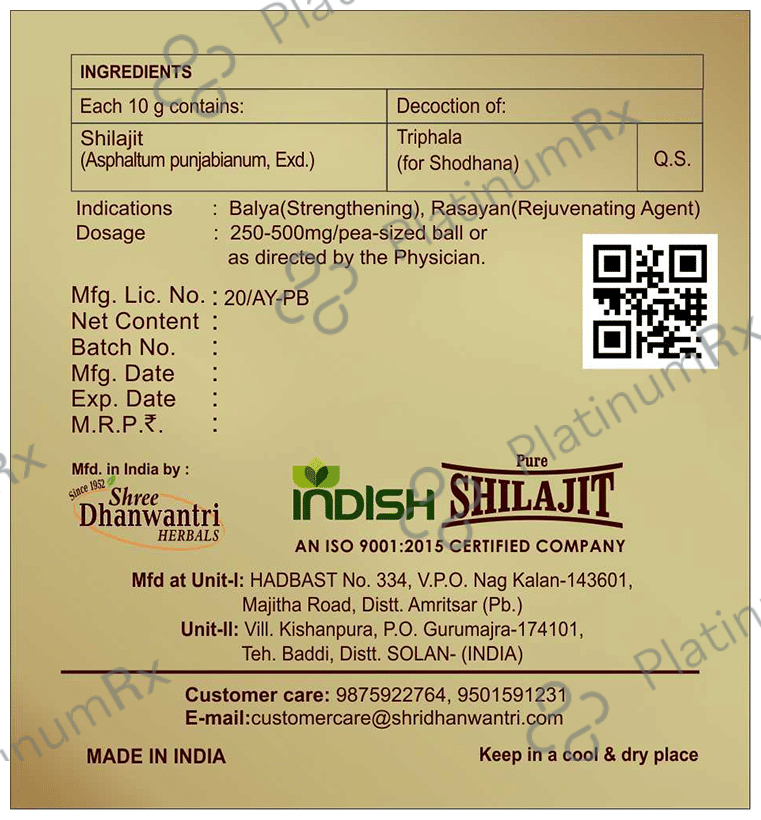 Indish Pure Shilajit Resin Form