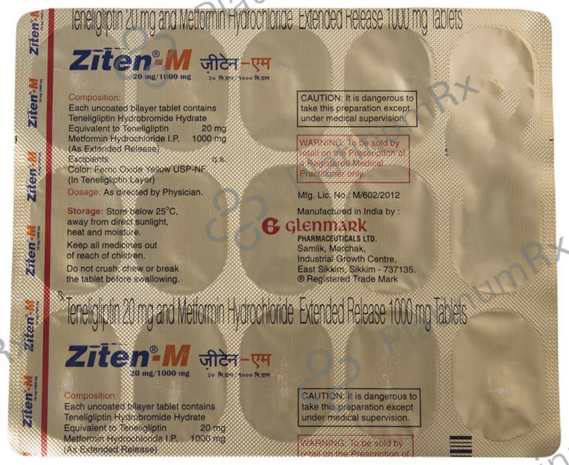 Ziten M 1000/20mg Tablet ER 15s