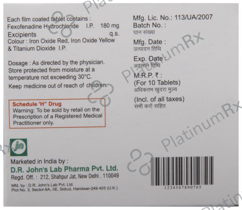 Fexolife 180 Tablet