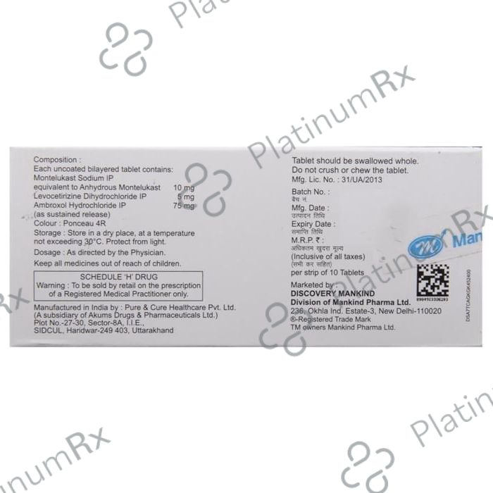 Monticope A 75/5/10mg Tablet SR 10s