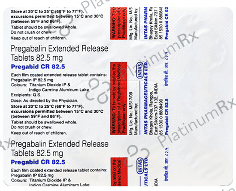 Pregabid CR 82.5 Tablet ER