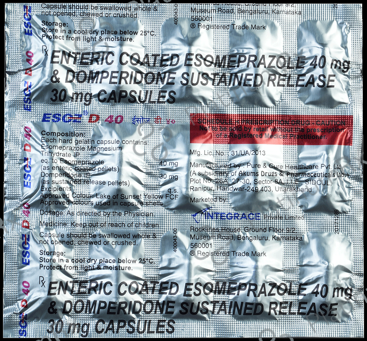 Esoz D 40/75mg Capsule SR 15s