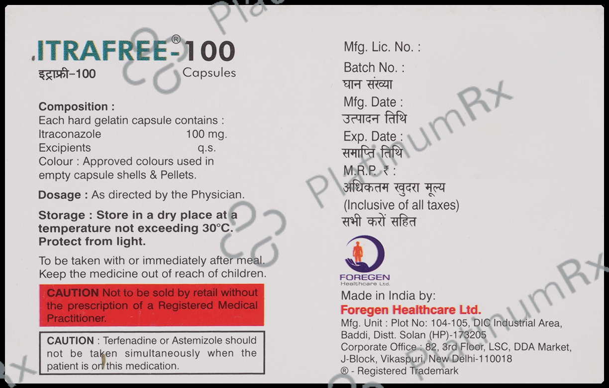 Itrafree 100mg Capsule 4 capsules