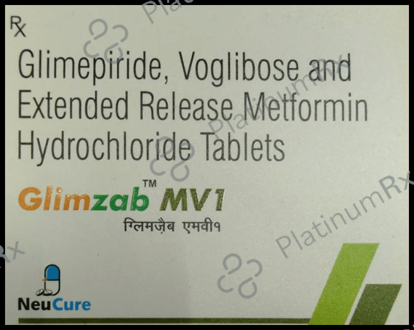 Glimzab MV 1mg/500mg/0.3mg Tablet ER