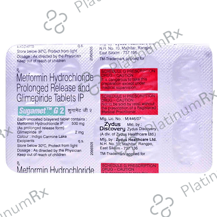 Sugamet G 2/500mg Tablet PR 10s