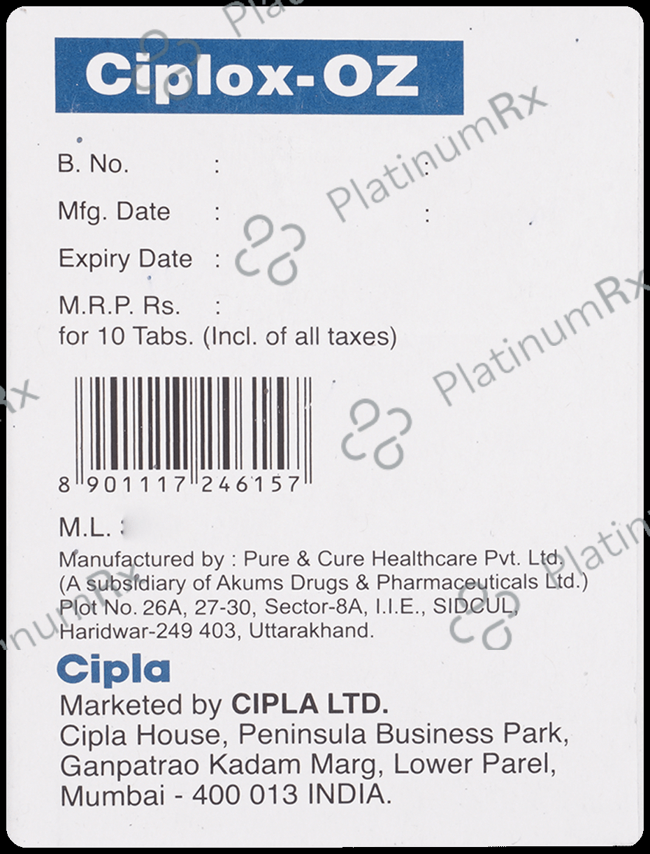 Ciplox OZ 500/500mg Tablet 10s
