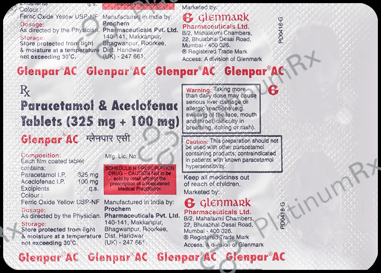 Glenpar AC 100mg/325mg Tablet