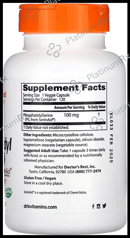 Doctor's Best Best Phosphatidyl Serine 100mg Veggie Capsule - For Memory Support