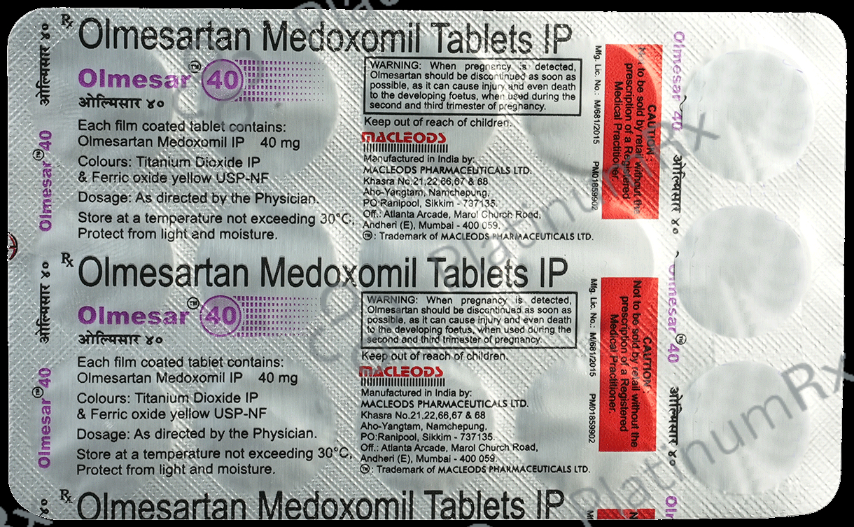 Olmesar 40mg Tablet 15s