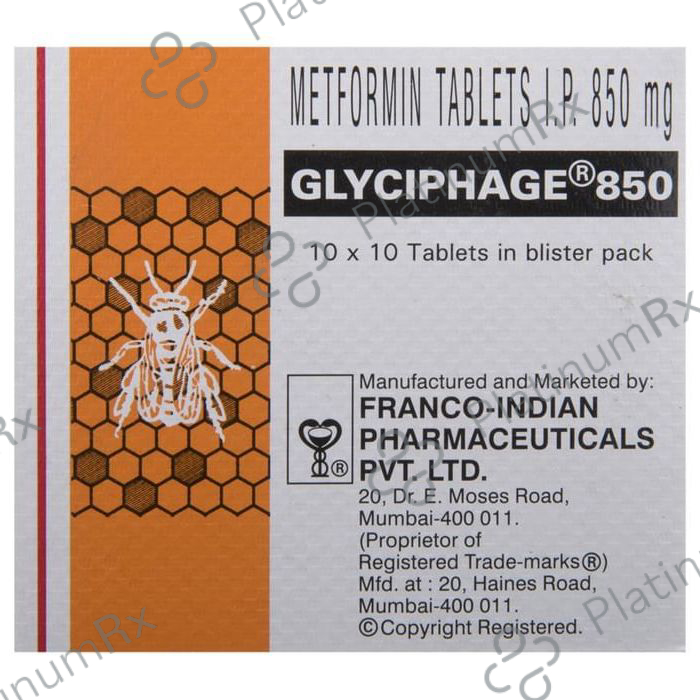 Glyciphage 850mg Tablet 10s