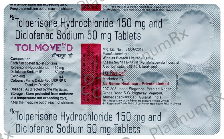 Tolmove D 150mg/50mg Tablet