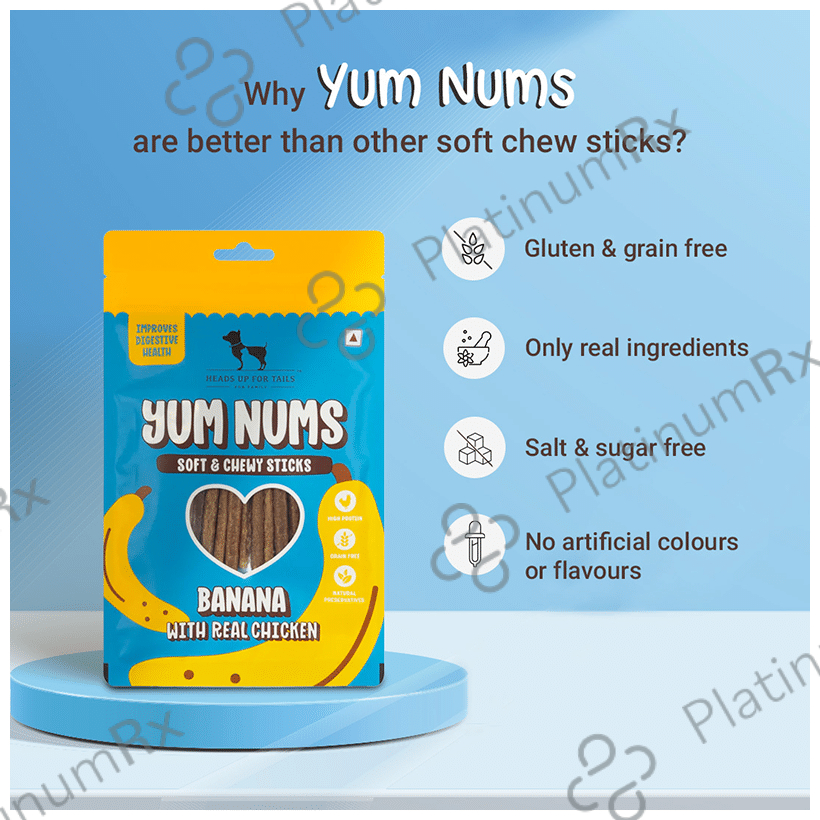Heads Up For Tails Yum Nums Soft & Chewy Sticks Banana with Real Chicken