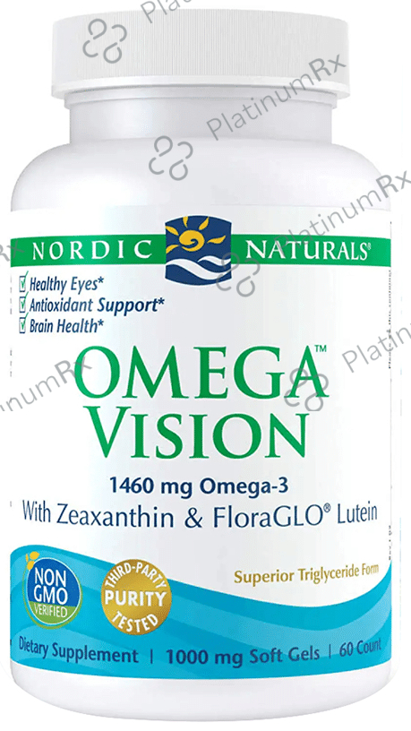 Nordic Naturals Omega 3 Vision 1460mg Soft Gels with Zeaxanthin & FloraGLO Lutein for Healthy Eyes and Vision