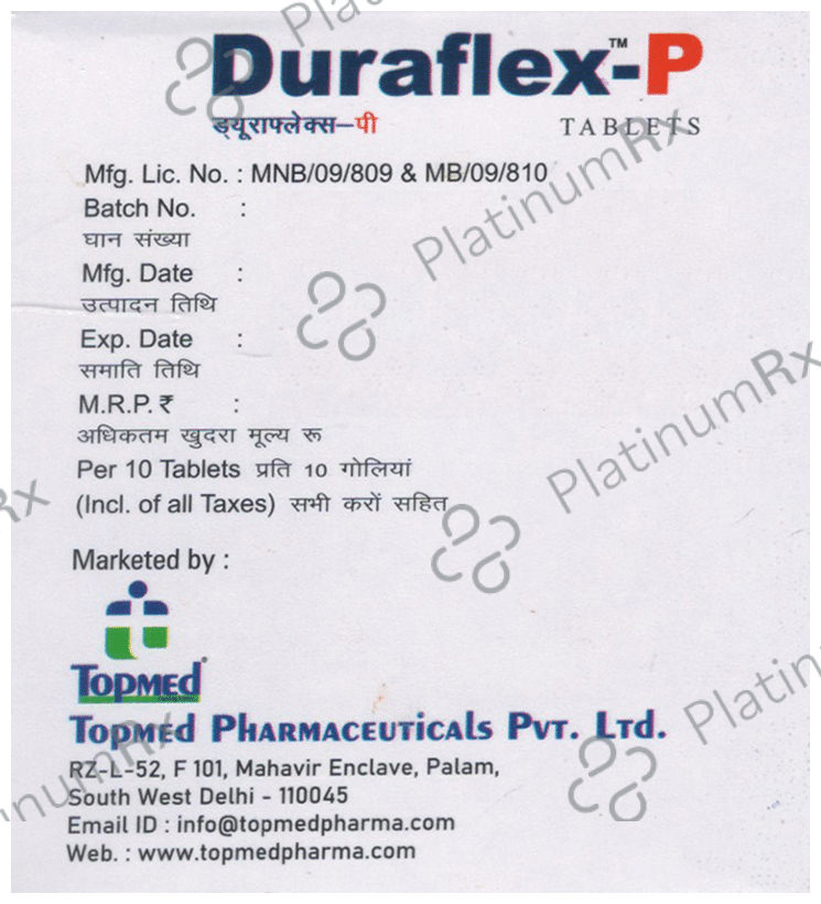Duraflex P 100mg/325mg Tablet