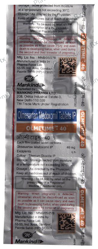 Olmetime 40mg Tablet 10s