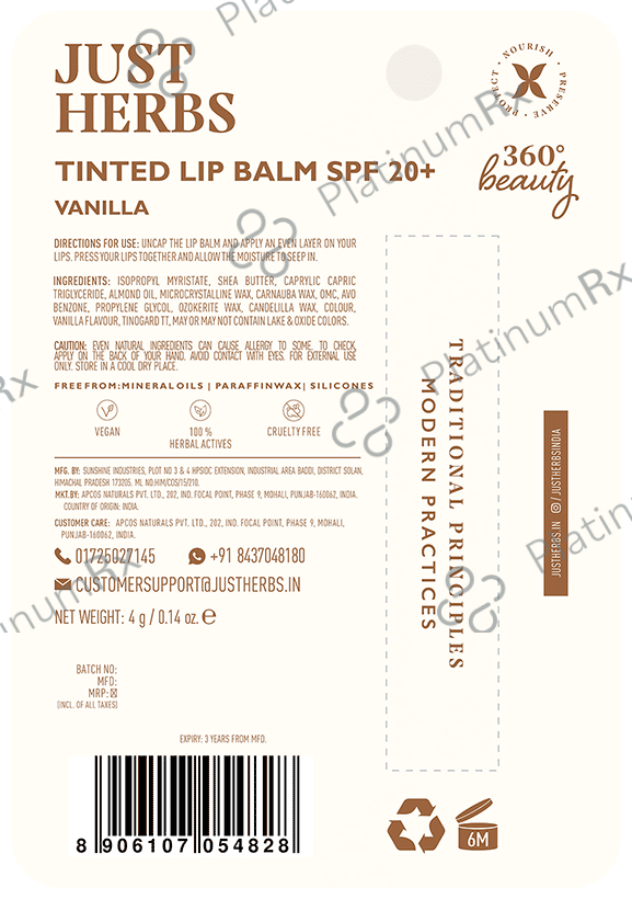 Just Herbs Tinted Lip Vanilla