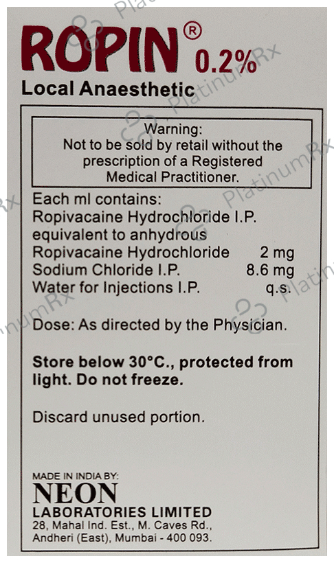 Ropin 0.2% Injection 50 Injection