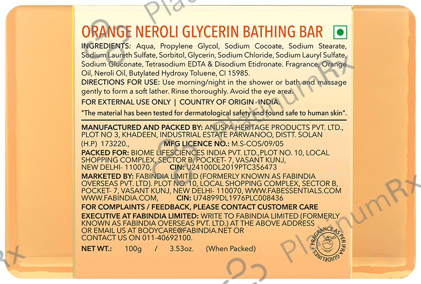 Fabessentials Orange Neroli Glycerin Bathing Bar