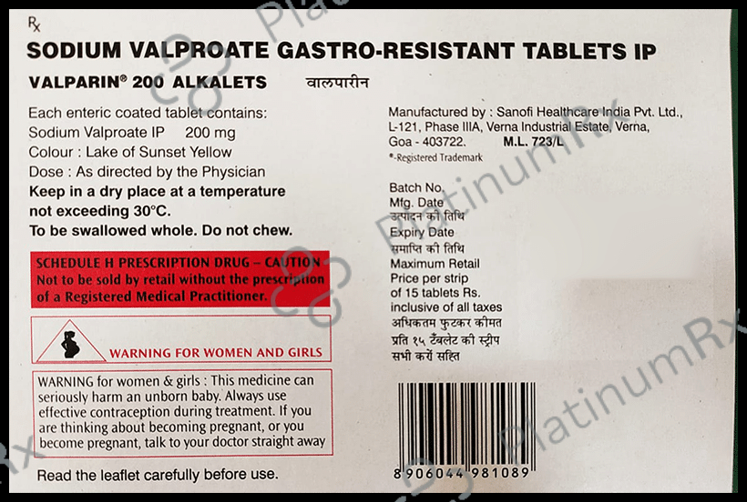 Valparin 200mg Alkalets Tablet 15s