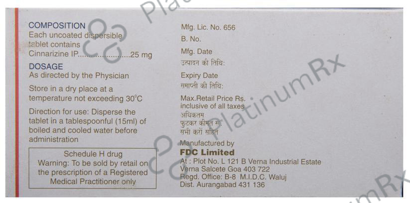 Cinzan 25mg DT Tablet 10s