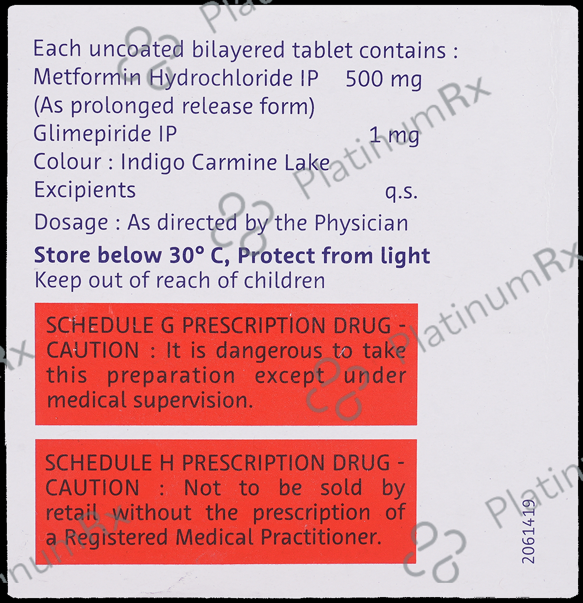 Euglim M 1/500mg Tablet PR 10s