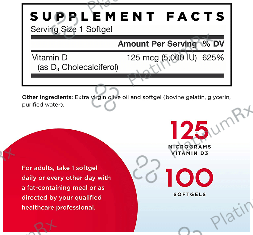 Jarrow Formulas Vitamin D3 5000IU Softgels