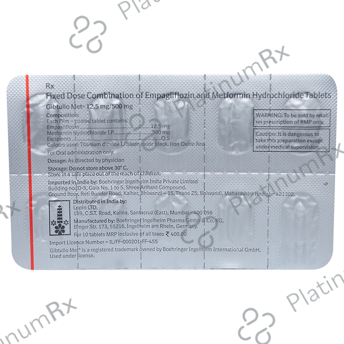 Gibtulio Met 12.5/500mg Tablet 10s