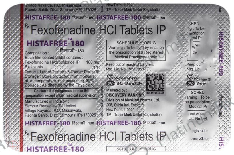 Histafree 180mg Tablet 10s