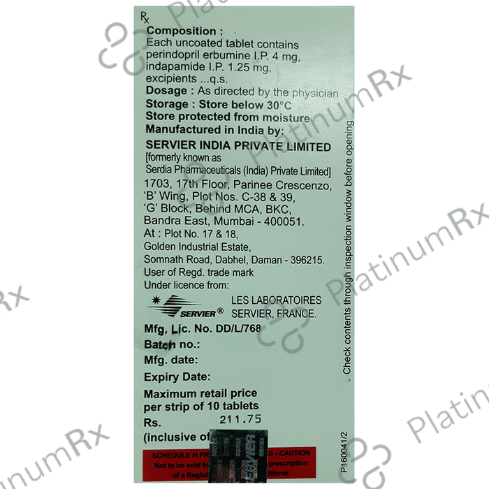 Coversyl Plus 1.25/4mg Tablet 10s