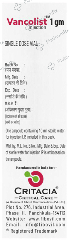 Vancolist 1 gm Injection