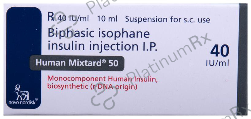 Human Mixtard 50/50 (40 IU/ml) (1*10ml Vial)