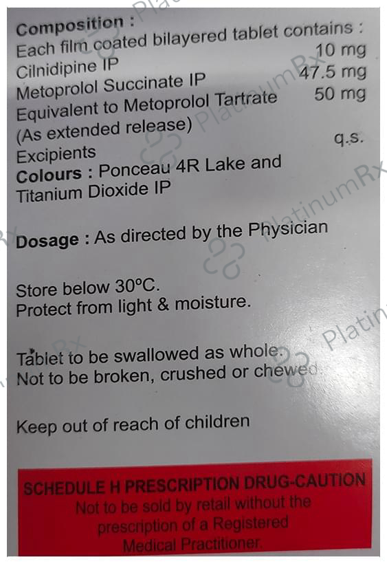 Cilamet XL 10/50mg Tablet ER 20s