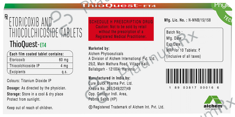 Thioquest ET 60/4mg Tablet 10s