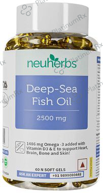 Neuherbs Deep-Sea Fish Oil with Omega 3 & Vitamin D3 - Soft Gels for Heart, Brain, Bone & Skin