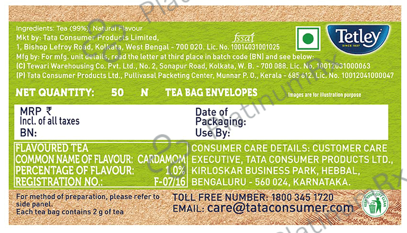 Tetley Flavoured Black Tea Rich Assam Blend (2gm Each) Elaichi