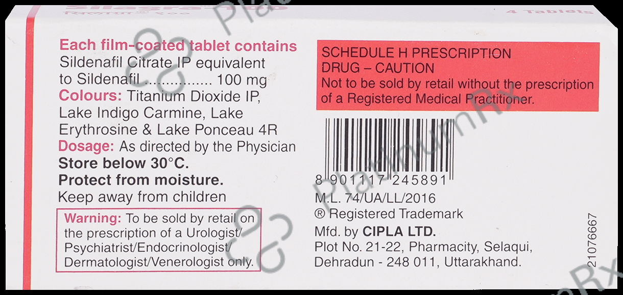 Silagra 100mg Tablet 4 Tablet