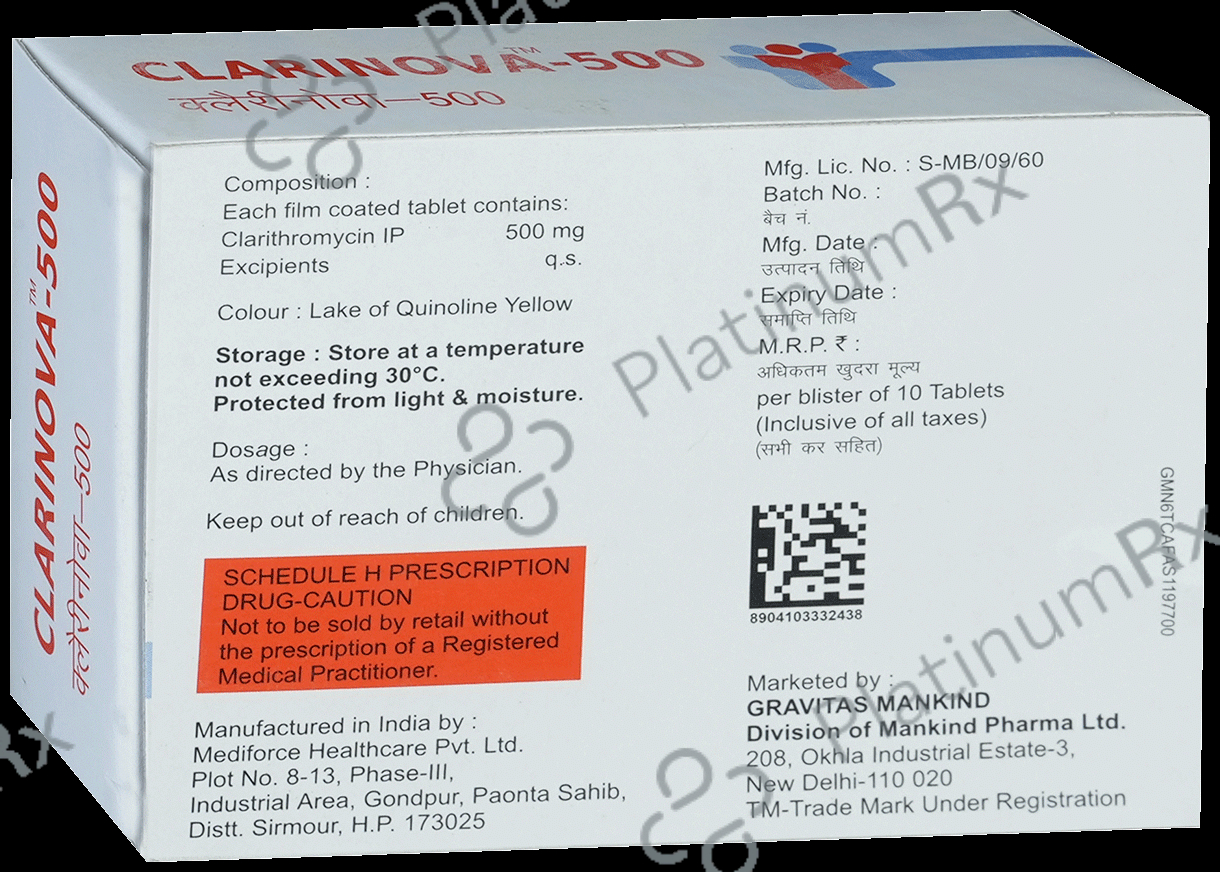 Clarinova 500mg Tablet 10s