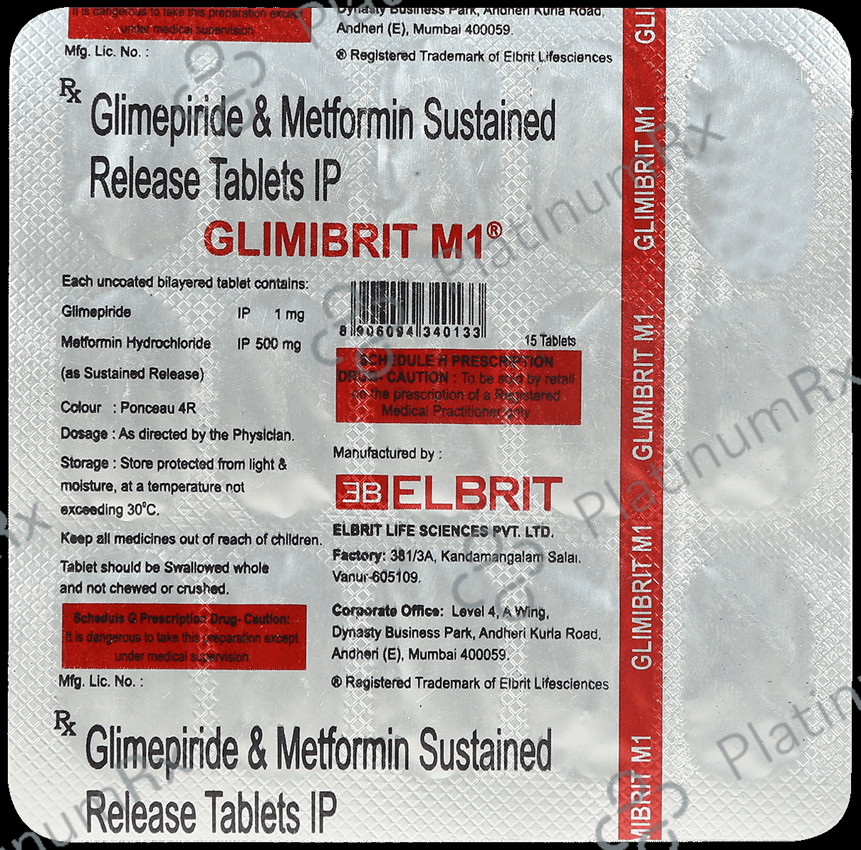 Glimibrit M 1/500mg Tablet 15s