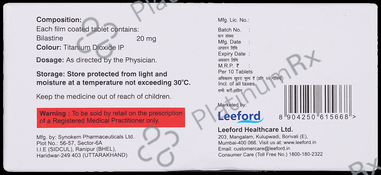 Bilaford 20mg Tablet