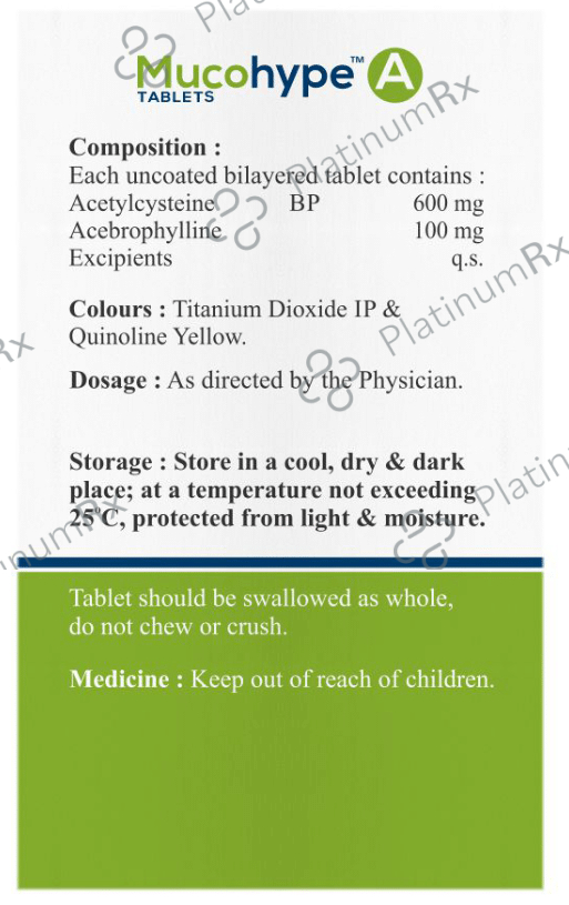 Mucohype A 100mg/600mg Tablet