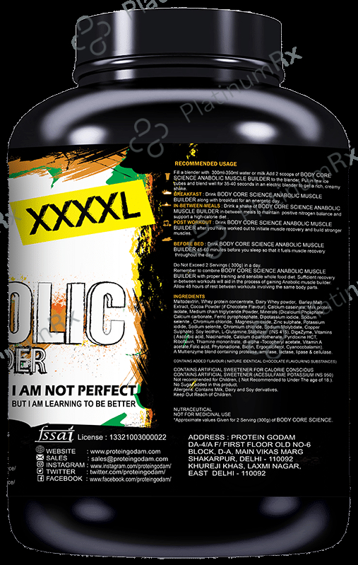 Body Core Science XXXXL Anabolics Muscle Builder Powder Mango