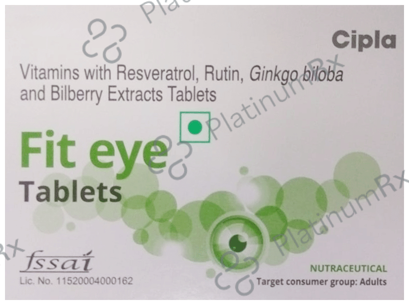 Fit Eye Tablet with Vitamins, Resveratrol, Rutin, Ginkgo Biloba & Bilberry Extracts
