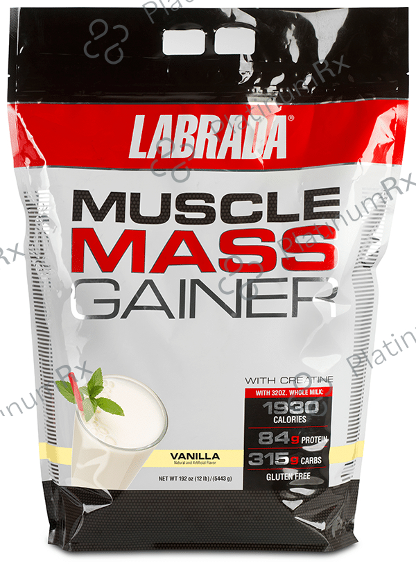 Labrada Nutrition Muscle Mass Gainer with Creatine for Muscle Support - Flavour Vanilla 12 lb