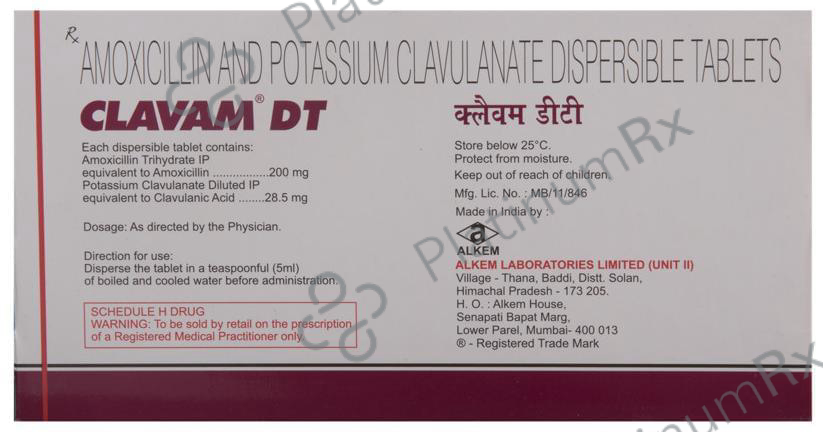 Clavam DT 200/28.5mg Tablet 10s