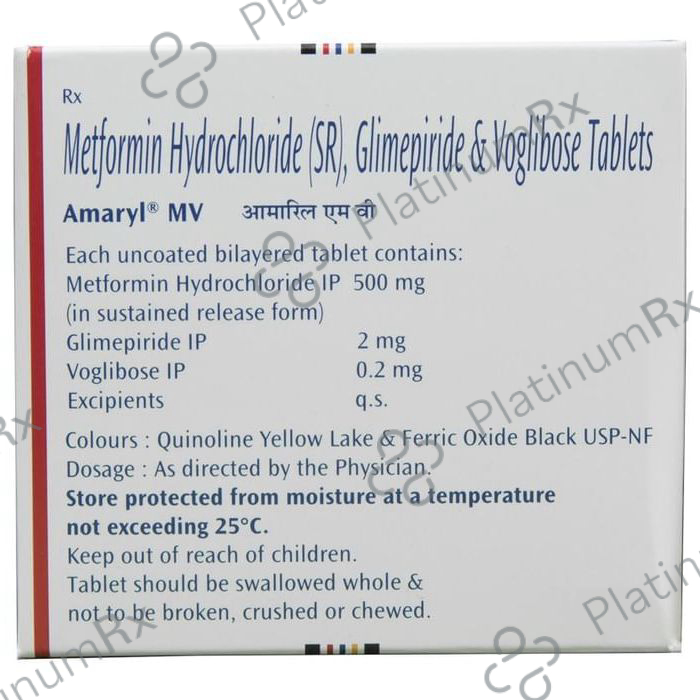 Amaryl MV 2 2/500/0.2mg Tablet SR 15s